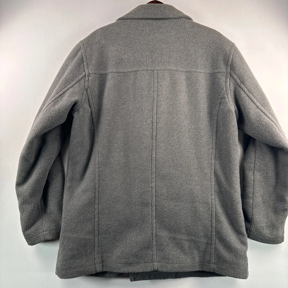 Columbia Double Breasted Peacoat‎ Jacket Mens Medium L Gray Fleece Heavyweight